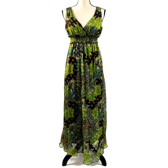 Magic Dresses & Skirts - Magic Green Floral Sheer Maxi Dress